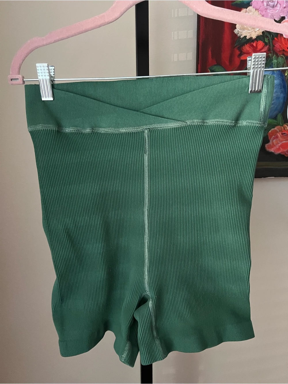 Free people movement free throw Green Ribbed High-Waist Bike Shorts - Picture 3 of 6